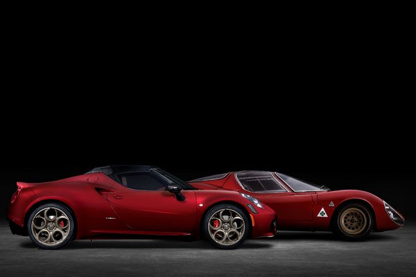 2020 Alfa Romeo 4C Spider 33 Stradale Tributo with 1967 Alfa Romeo 33 Stradale